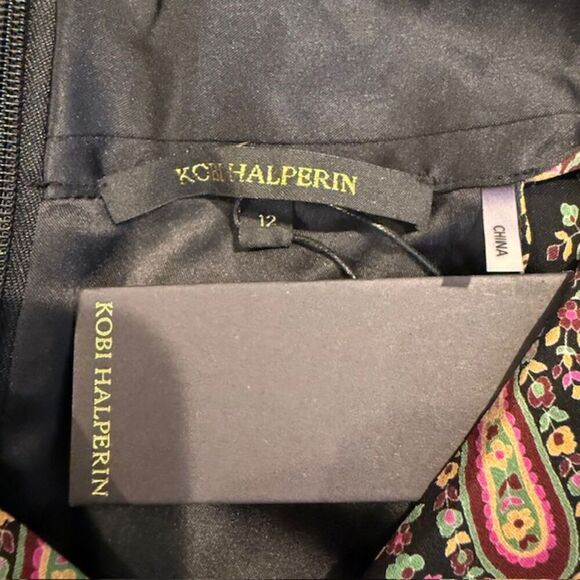 NWT Kobi Halperin Tara Paisley Silk Halter Jumper Black Wide Leg Cross Front 12 - Picture 13 of 16
